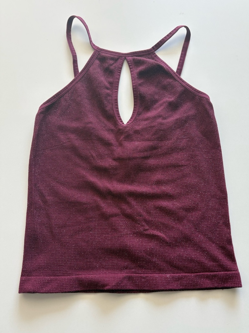 Burgundy Textured Front Keyhole Tank Top